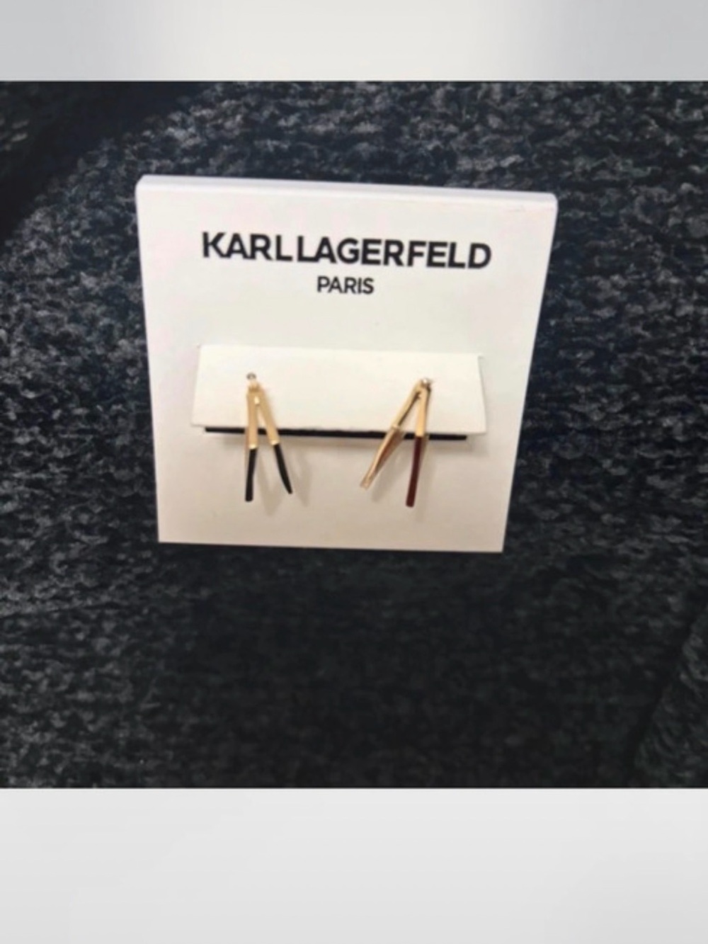 Karl Lagerfeld Gold-Tone Drop Earrings with Black and Brown Bars